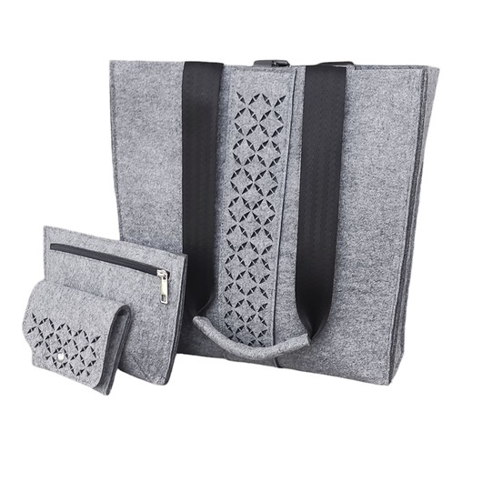 Image of Pakamera Torba Filcowa XXL z kosmetyczką i etui - szara