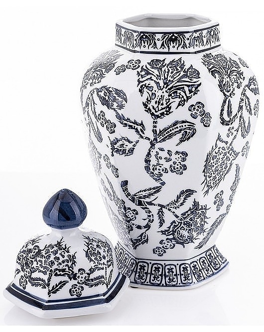 Image of Pakamera Pojemnik Ceramiczny Amfora Ceramiczna Dark Blue White 38 cm