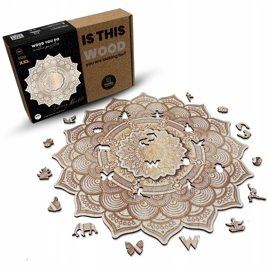 Image of puzzle drewniane luksusowa mandala biała 418