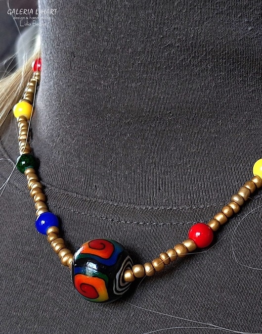 Image of Pakamera BOHO uroczy bajeczniej kolorowy naszyjnik jedyny TAKI Unikat handmade #2