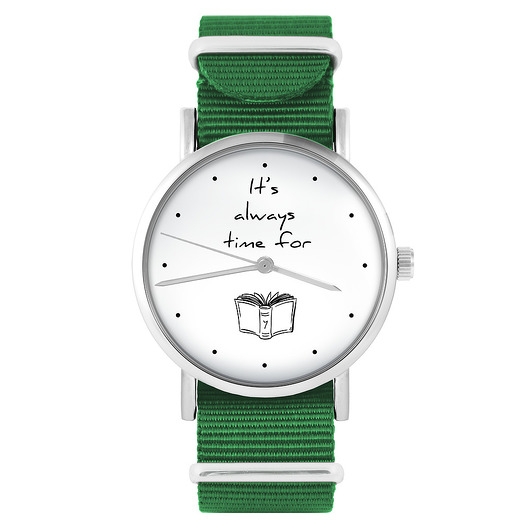Image of Pakamera Zegarek - Time for a book - zielony, nylonowy