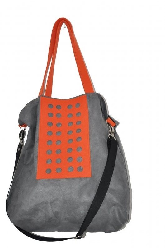 Image of Pakamera Torba hobo XXL - szarość, pomarańcz