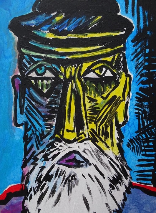 Image of Kolorowy obraz kubiczna twarz listonosz picasso style