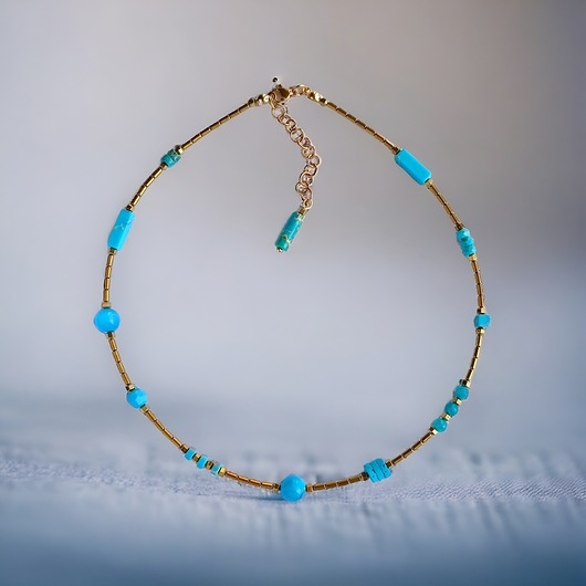 Image of Naszyjnik TURQUOISE : choker : summer collection : TURKUSOWY NASZYJNIK