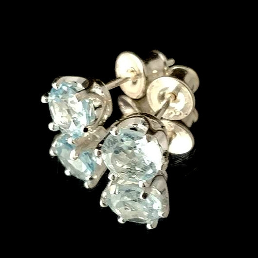 Image of Pakamera Kolczyki srebrne barocco- blue topazy
