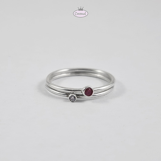 Image of DUET dwa pierścionki: topaz i rubin - srebro
