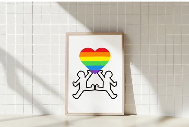Image of Pakamera PLAKAT dekoracyjny serce Keith Haring miłość lgbt tęcza