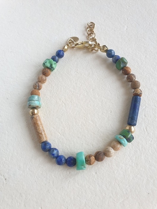Image of Pakamera Bransoletka ANTYK ERIS jaspis obrazkowy, turkus, lapis lazuli