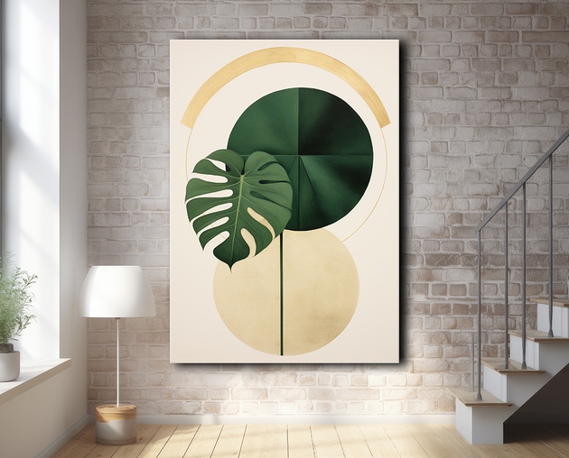 Image of Abstrakcyjna monstera - Obraz na płótnie - Druk, Blejtrama - Loft #69