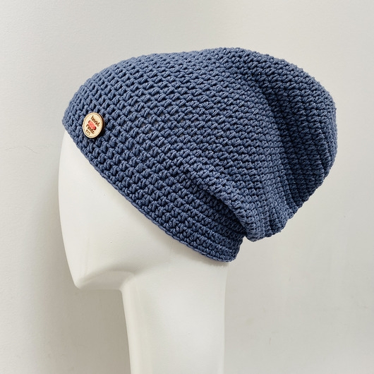 Image of Czapka przejściowa cienka beanie smerf bawełna jeans