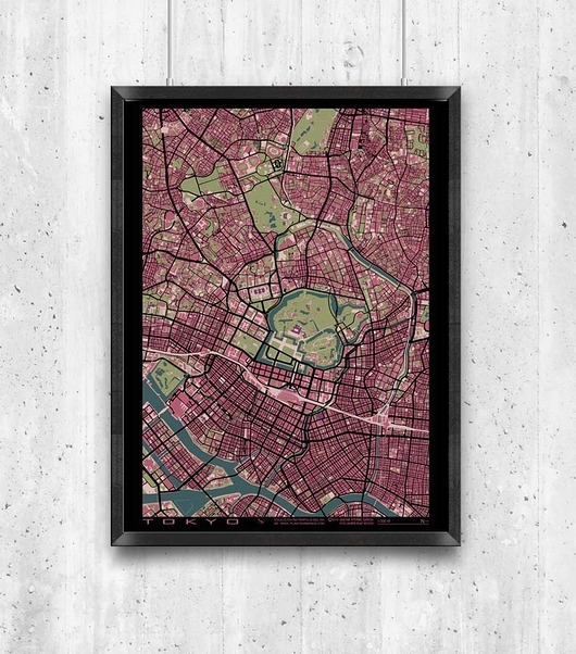 Image of Pakamera Plakat Tokyo - plan miasta