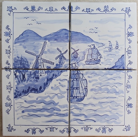 Image of Pakamera Kafle holenderskie żaglowce i wiatraki holenderskie