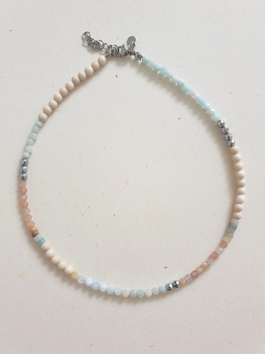 Image of Pakamera Naszyjnik choker NEO kamień słoneczny, amazonit, morganit