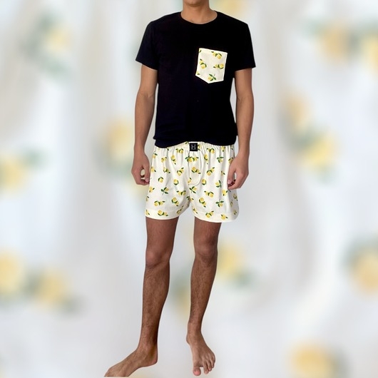 Image of Pakamera Piżama Unisex bawełniana w cytrynki