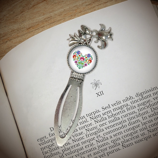 Image of Pakamera Zakładka do książki - Folkowe serce - lilia