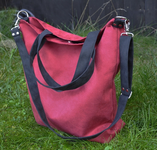 Image of Pakamera TORBA HOBO XXL - bordo, czerń