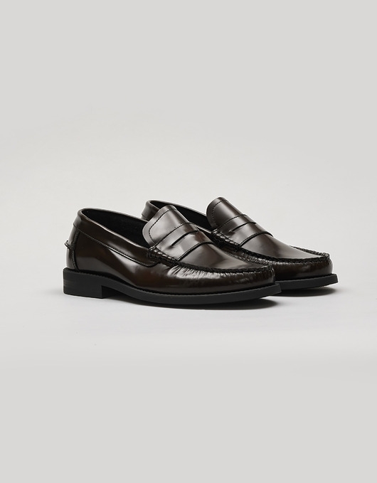 Image of Pakamera Brązowe buty penny loafers skórzane f309