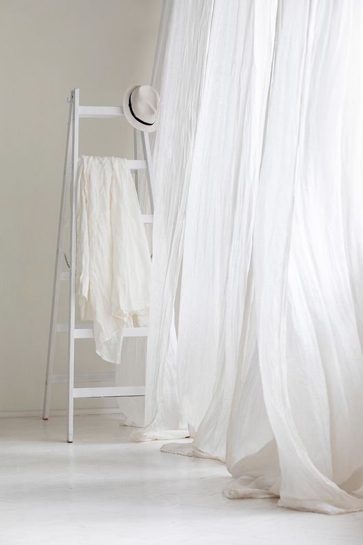 Image of Pakamera Zasłona z Lnianego Muślinu - ivory (off white)