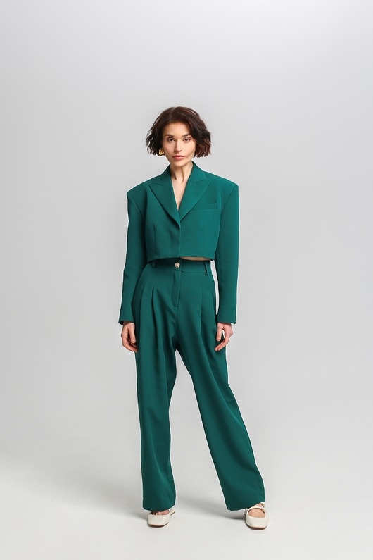 Image of Spodnie z zaszewkami zielone
