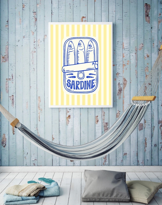 Image of Pakamera PLAKAT sardynki grafika do kuchni jedzenie ryby