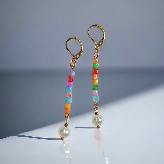 Image of Pakamera Kolczyki długie : summer collection :: muszla i perły