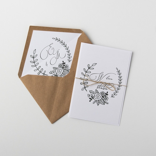 Image of Pakamera Kartka z okazji ślubu Rustic personalizowana