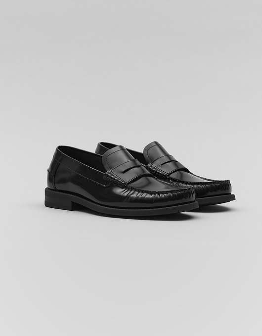 Image of Pakamera Czarne buty penny loafers skórzane F309