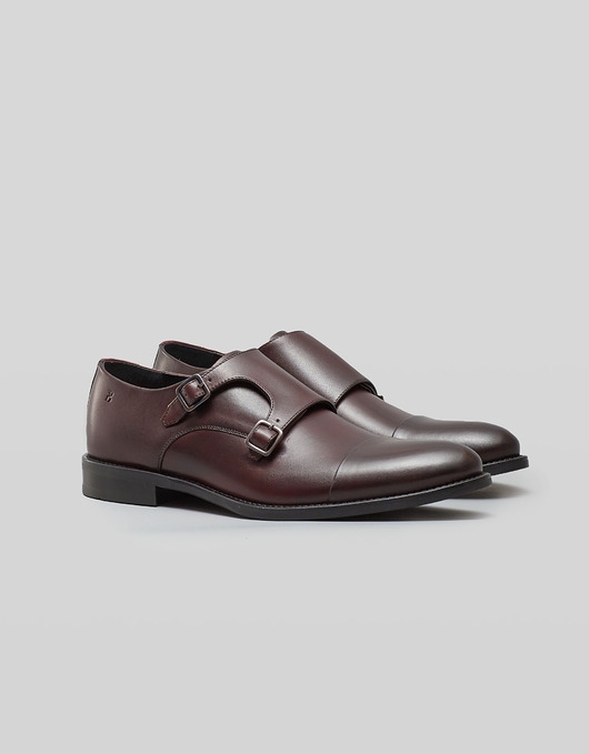 Image of Pakamera Burgundowe buty monki skórzane p001