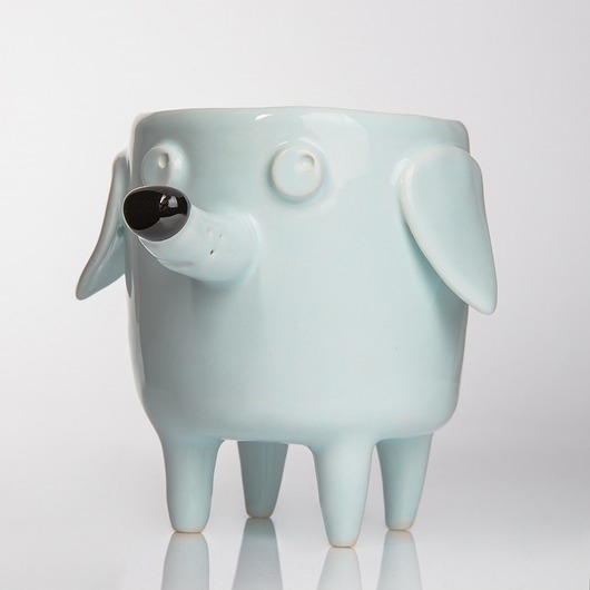 Image of Pakamera Doniczka miętowa pies Azorek ceramiczna