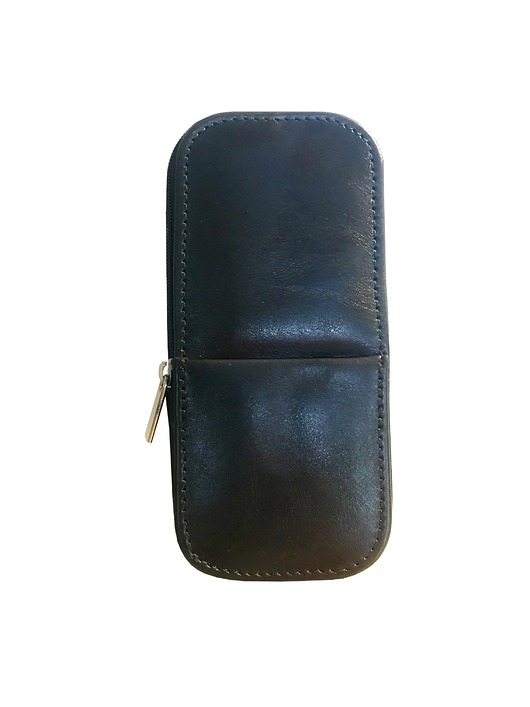 Image of Pakamera Etui na 3 pióra długopisy granatowe skóra