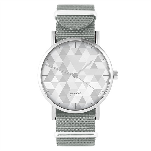 Image of Pakamera Zegarek yenoo - Geometric szary - szary, nato