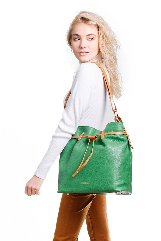 Image of Pakamera Torba skórzana Shopper - Worek Ściągany (7005)