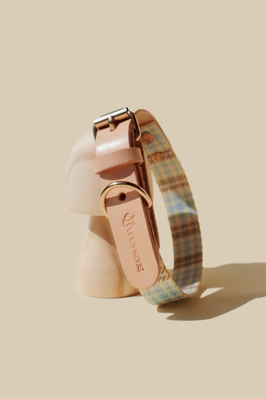 Image of Pakamera Obroża Łączona Light Blue / Nude Leather 2 cm