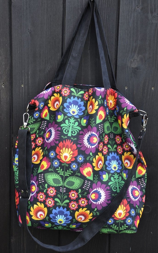 Image of Pakamera Torbay hobo XXL - print łowicki