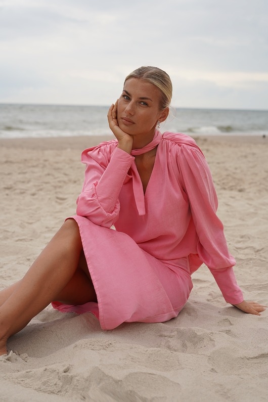Image of Pakamera CS - Bluzka z ozdobną szarfą Pink Pearl