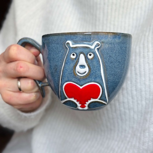 Image of Pakamera Duża Filiżanka Ceramiczna 500ml Misio z Serduchem