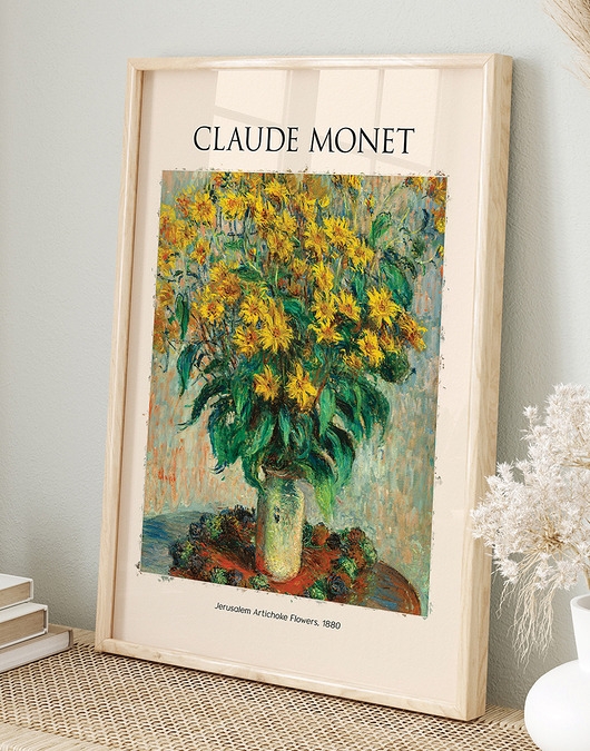 Image of Plakat Reprodukcja Claude Monet - Kwiaty Karczocha Jerozolimskiego