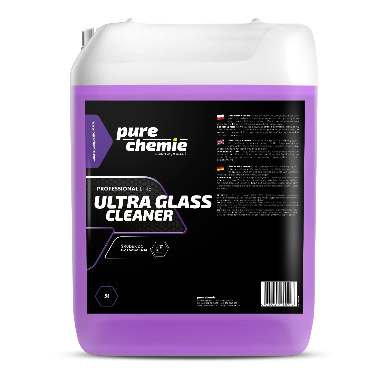 Image of Pure Chemie Ultra Glass Cleaner – płyn do mycia szyb, nie pozostawia smug 5L