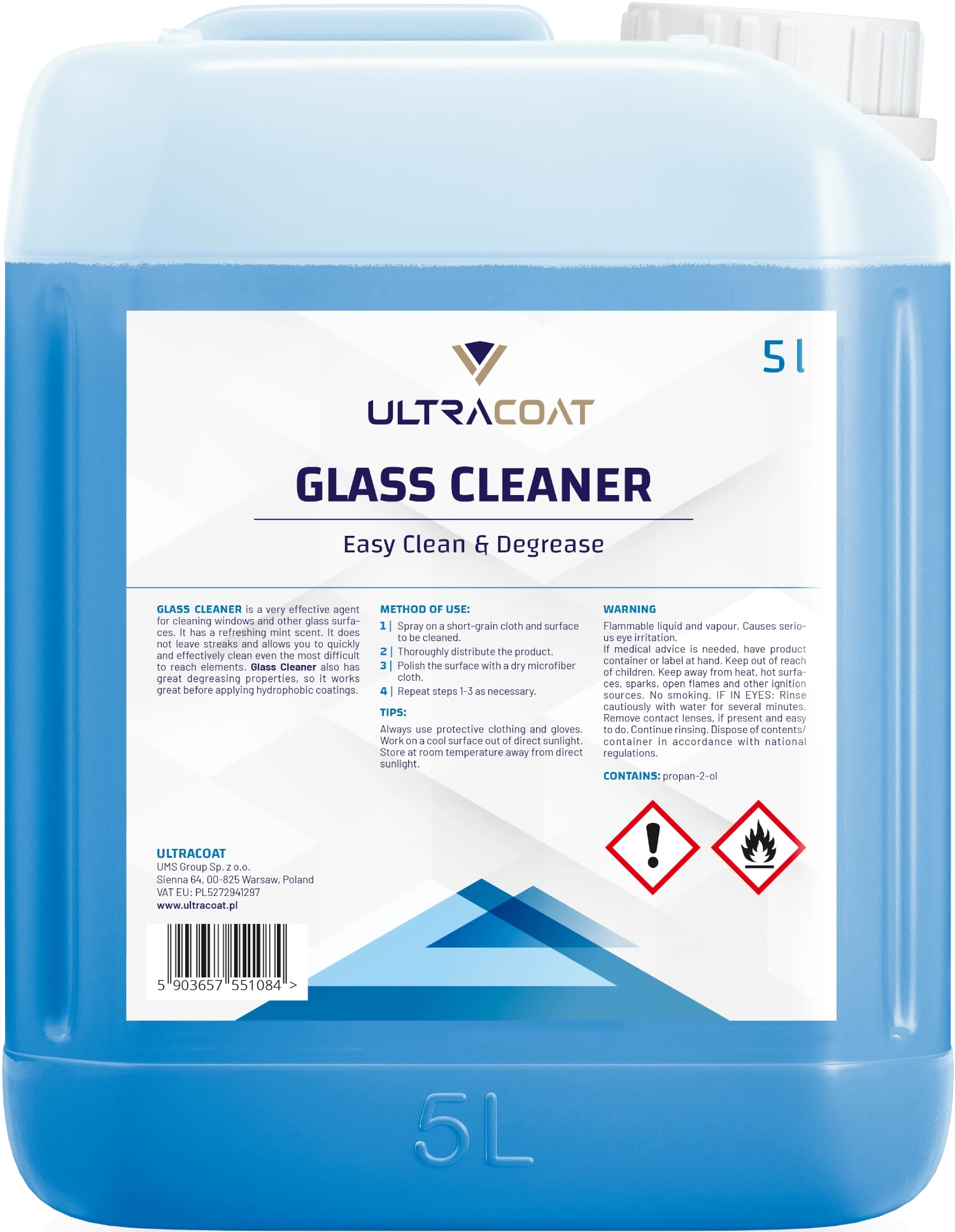 Image of Ultracoat Glass Cleaner – niezwykle skuteczny preparat do mycia szyb 5l