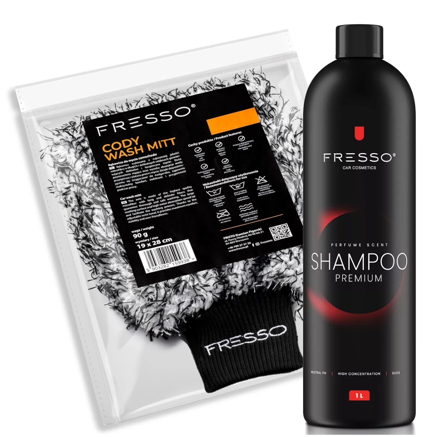 Image of Fresso Shampoo 1L + Cody Wash Mitt - Zestaw do mycia samochodu