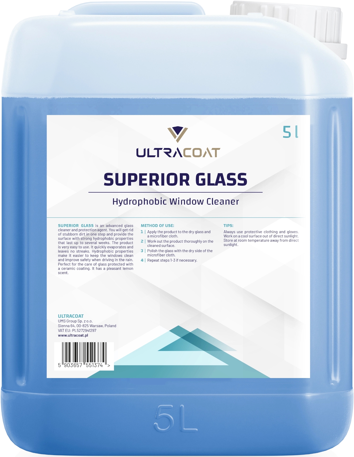 Image of Ultracoat Superior Glass – płyn do mycia szyb z niewidzialną wycieraczką 5L