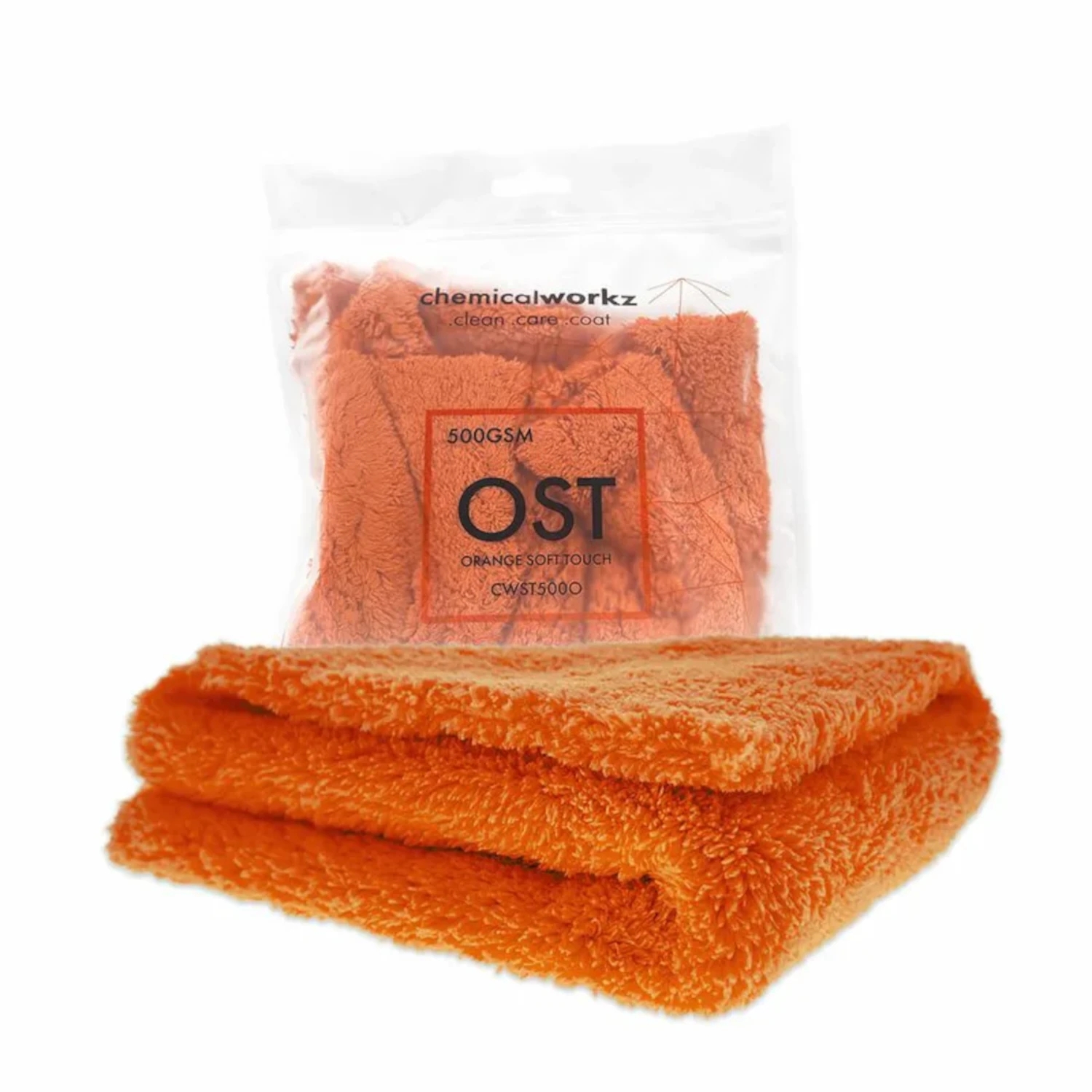 Image of chemicalworkz Edgeless Soft Touch Towel Orange – mikrofibra bez obszycia, 500gsm, 40x40cm