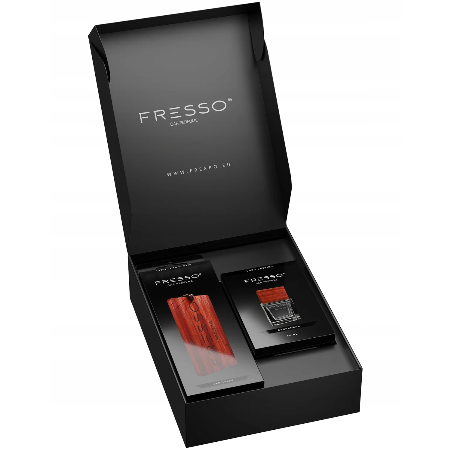 Image of Fresso Mini Gift Box Gentleman – perfumy 50ml + drewniana zawieszka