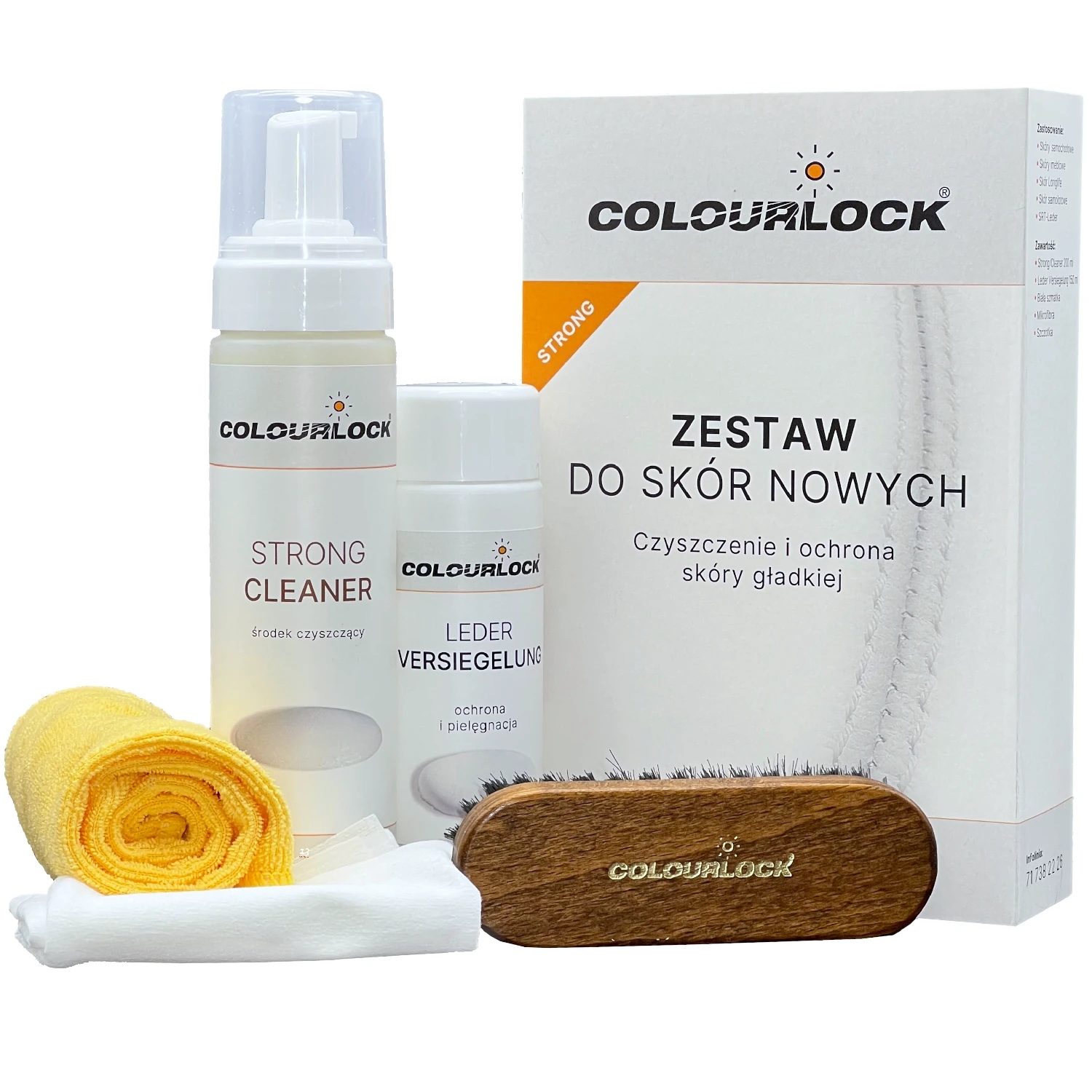 Image of COLOURLOCK Strong kompletny zestaw 4 produktów do czyszczenia i zabezpieczania skóry w aucie