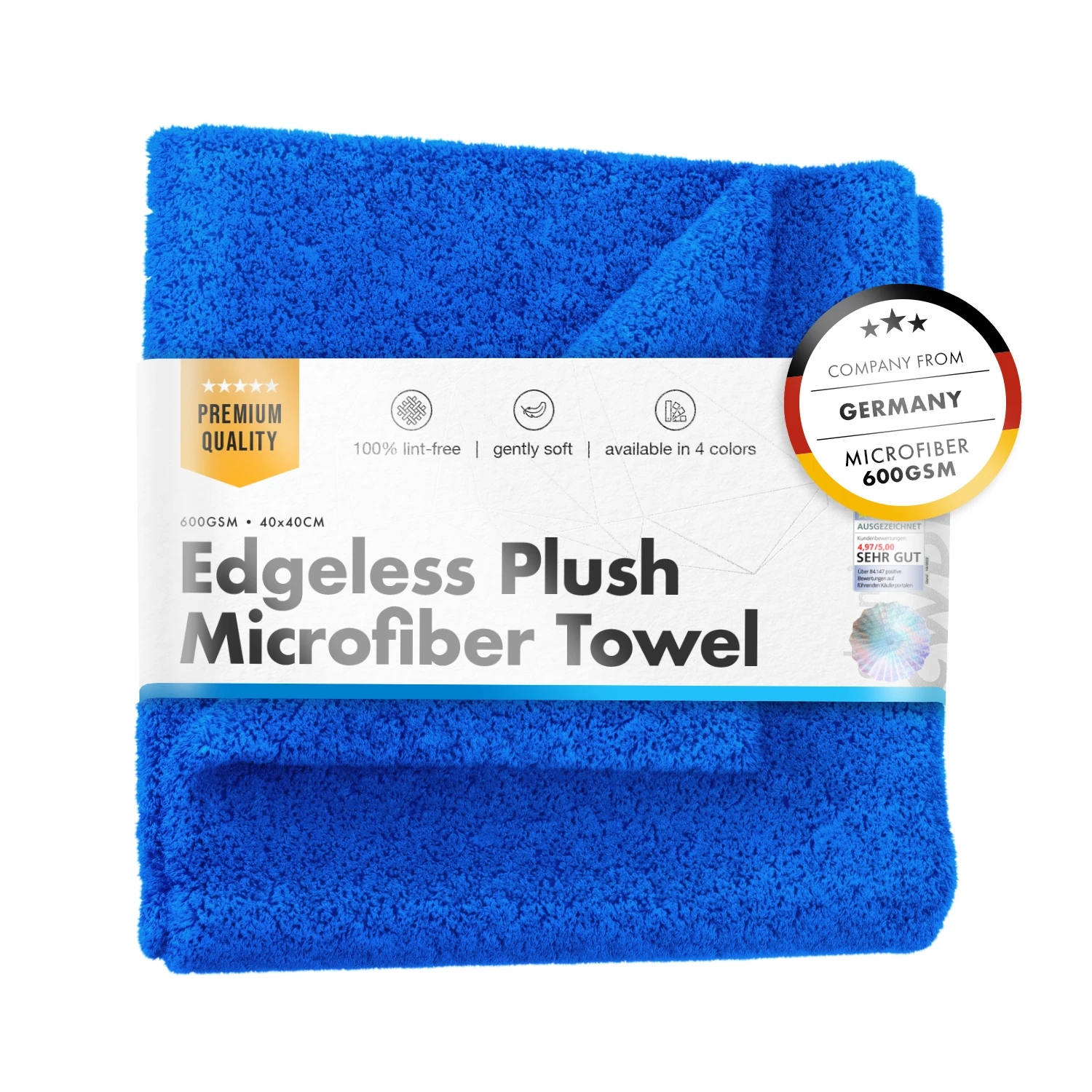 Image of chemicalworkz Edgeless Plush Towel Blue - puszysta mikrofibra bez obszycia, niebieska 600gsm 40x40cm