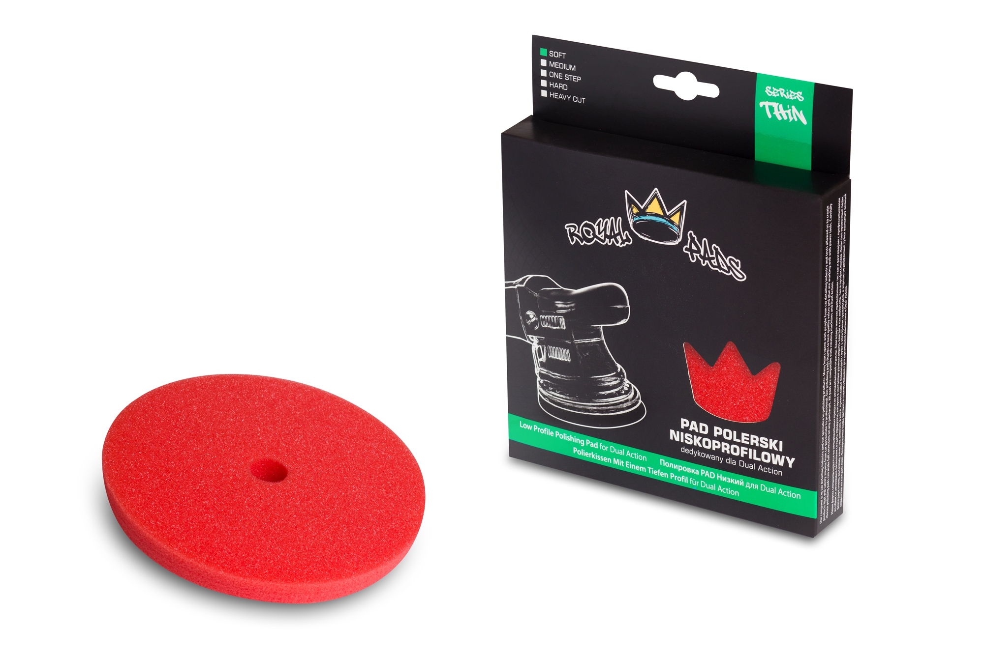 Image of Royal Pads Thin Soft Pad – miękki niskoprofilowy pad polerski do maszyn DA, czerwony 150/160mm
