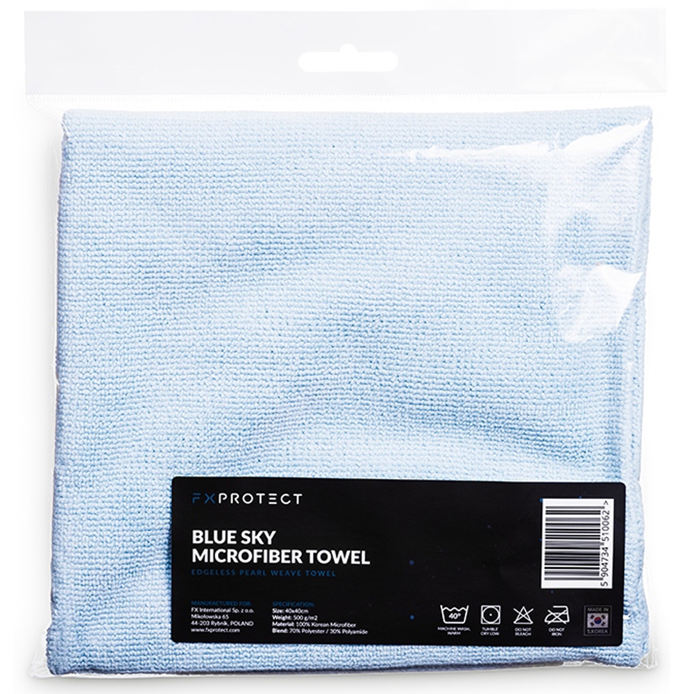 Image of FX Protect Blue Sky Microfiber Towel – mikrofibra bez obszycia, 500gsm, 40x40cm