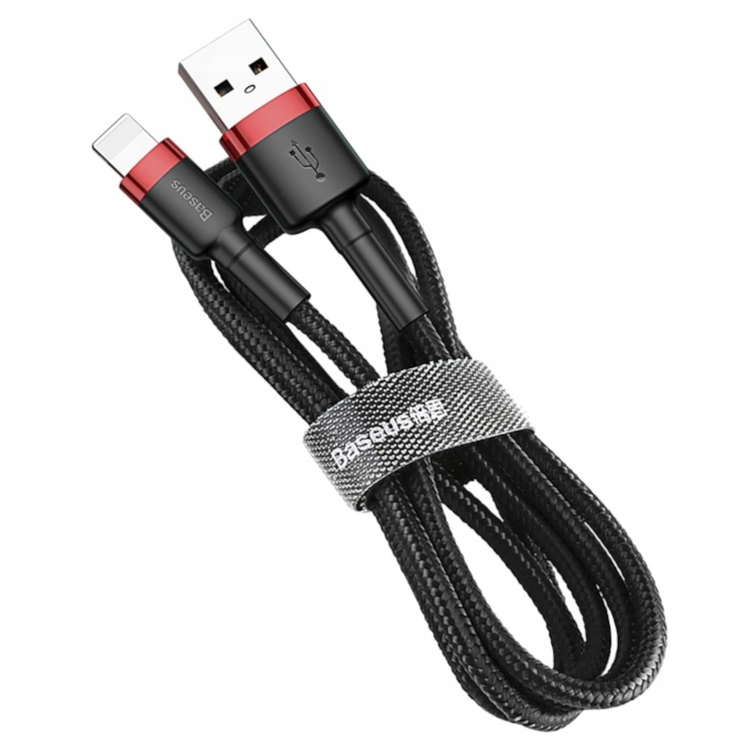 Image of Baseus Kabel do szybkiego ładowania USB/Lightning, czerwono-czarny 1m