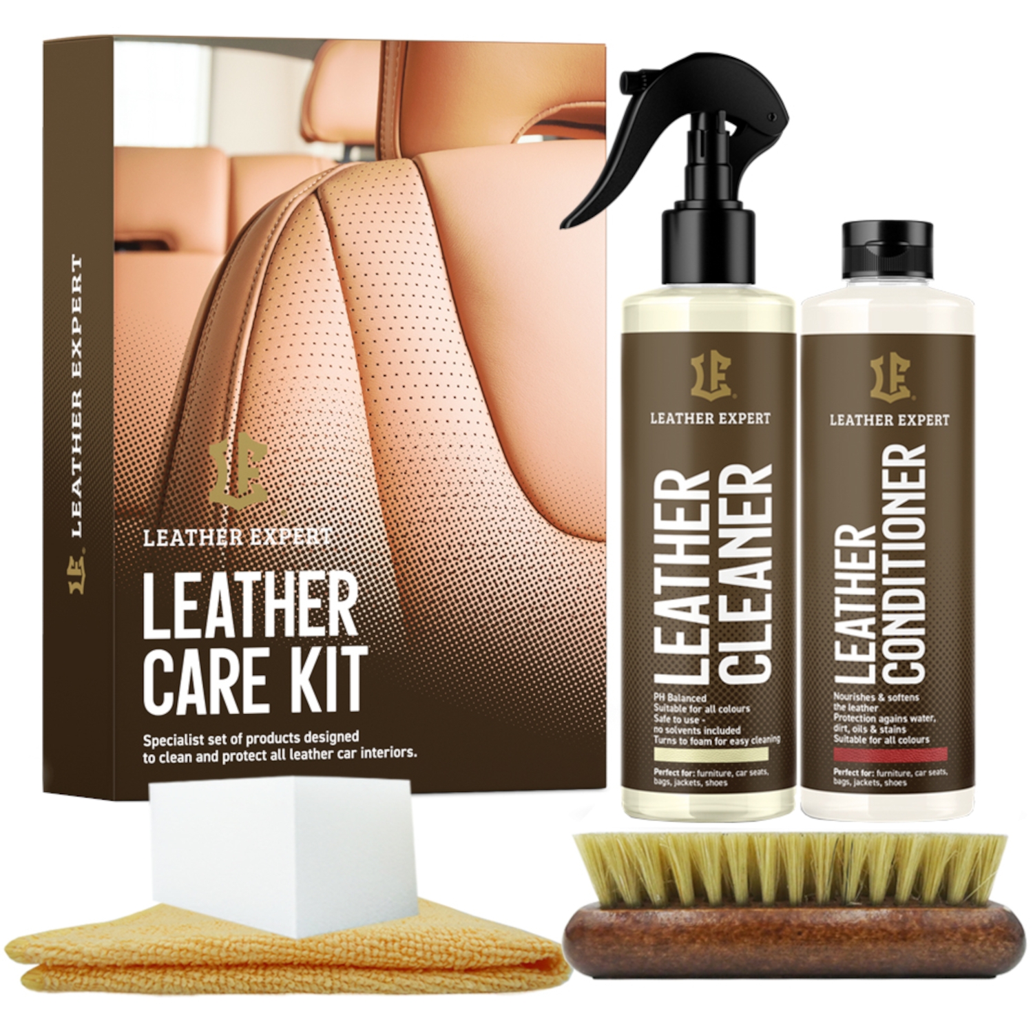 Image of Leather Expert Leather Car Leather Care Kit – zestaw do czyszczenia i konserwacji skóry