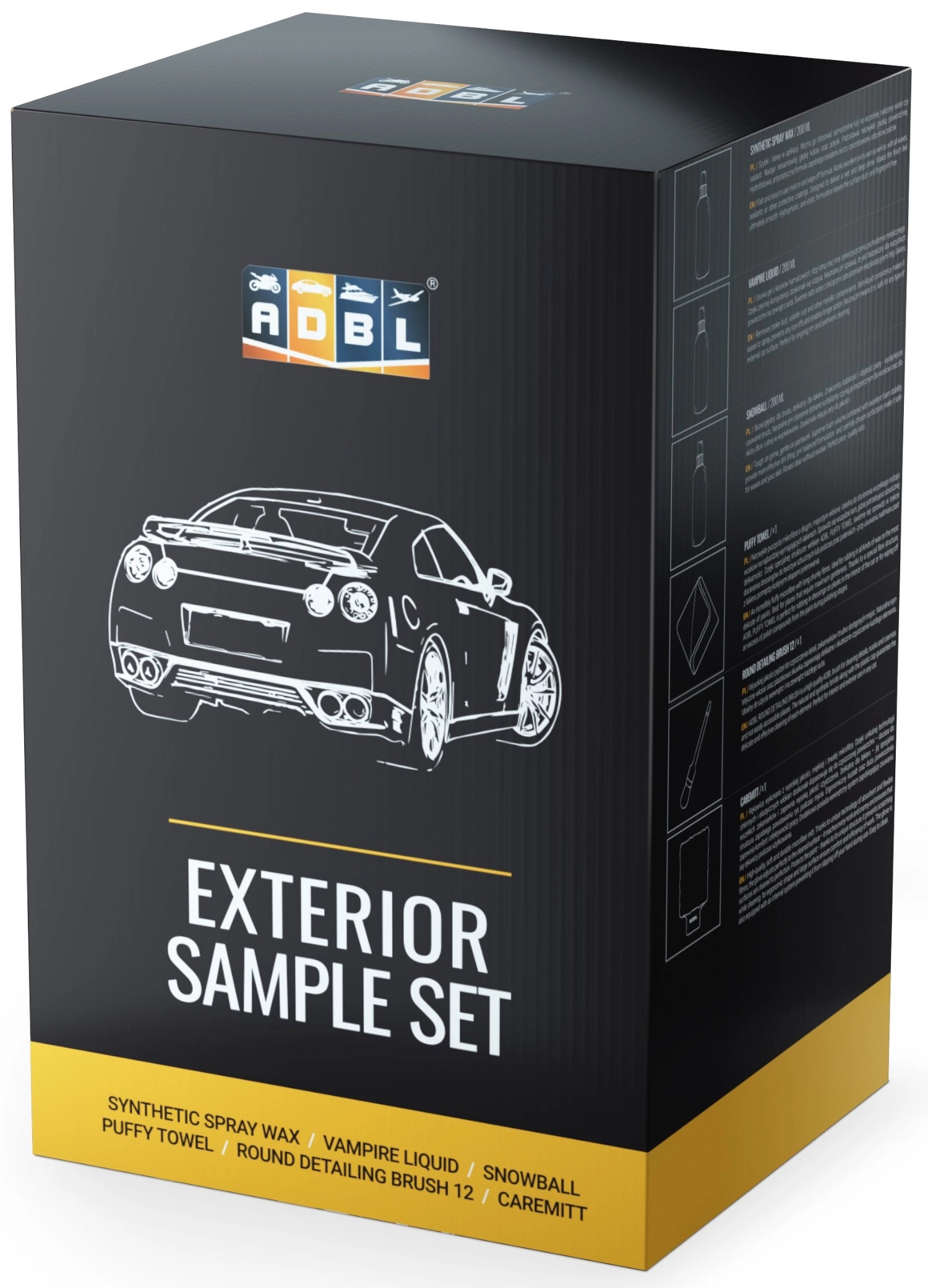 Image of adbl exterior sample set – zestaw kosmetyków i akcesoriów do pielęgnacji lakieru